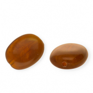 Perles acryliques ovale Marron-marron camel-blanc marbr&eacute;