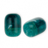 Perles acryliques tube Vert sarcelle-multicolore-blanc marbr&eacute;