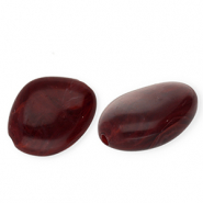 Perles acryliques irr&eacute;gulier Rouge bourgogne-blanc marbr&eacute;