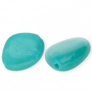 Perles acryliques irr&eacute;gulier Bleu turquoise-blanc marbr&eacute;