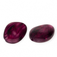 Perles acryliques irr&eacute;gulier Violet aubergine-blanc marbr&eacute;