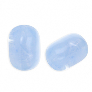 Perles acryliques tube Bleu clair-blanc marbr&eacute;