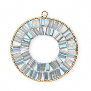 Pendentifs facett&eacute;es rond Dor&eacute;-gris-AB coating
