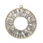Pendentifs facett&eacute;es rond Dor&eacute;-gris