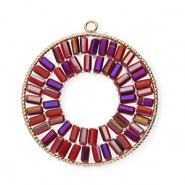 Pendentifs facett&eacute;es rond Dor&eacute;-rouge-AB coating