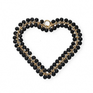 Pendentifs facett&eacute;es c&oelig;ur Dor&eacute;-noir