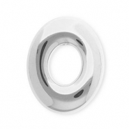 Apprêts en acier Inox breloques / connecteur ovale Argenté
