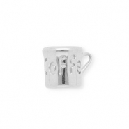 Breloques en acier Inox tasse &agrave; caf&eacute; Argent&eacute;