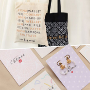 Sets d'inspiration Sacs en coton et cartes à bijoux avec des motifs exclusifs