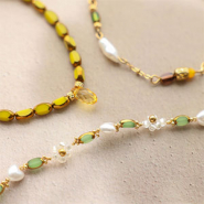 Nouveau Nouvelles perles de verre ovales avec bord doré