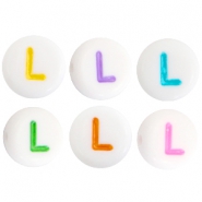 Perles acryliques alphabet lettre L multicolore-blanc