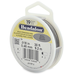 Beadalon stringing wire 19 strand 0.46mm Acier inox clair