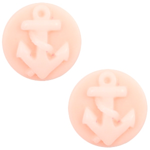 Cabochon basique cam&eacute;e 20mm ancre rose clair-blanc cass&eacute;