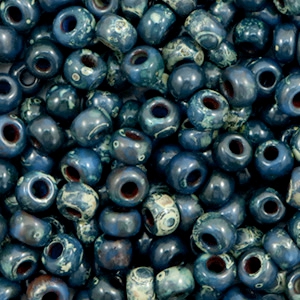 Perles de rocailles Miyuki 6/0 Opaque picasso dark teal 6-4516