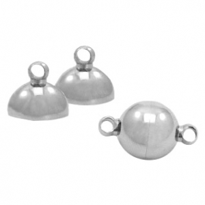 Appr&ecirc;ts en acier inox fermoir aimant&eacute; balle 10mm Argent&eacute; antique