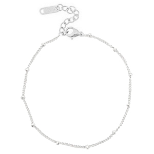 Cha&icirc;nes de cheville en acier inox petites boules argent&eacute;