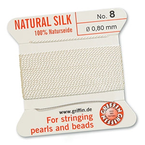 Griffin bead cord natural silk &Oslash;0.8mm Blanc