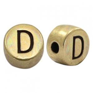 Perles alphabet en m&eacute;tal DQ lettre D bronze antique (sans nickel)