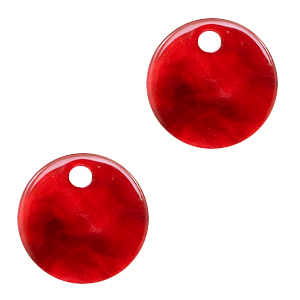 Pendentifs en r&eacute;sine rond 12mm Rouge cerise