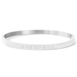 Bracelets en acier inox "LA VIE EST BELLE" Argent&eacute;