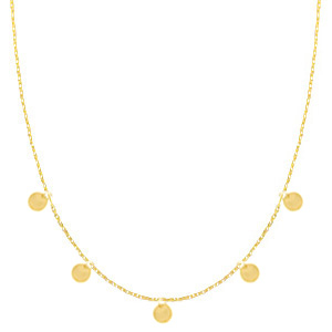 Colliers en acier inox m&eacute;daillons ronds Dor&eacute;