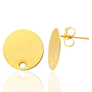 Appr&ecirc;ts en m&eacute;tal TQ boucles d'oreilles puces 15mm avec anneau Dor&eacute;