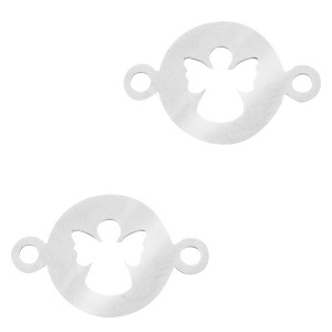 Breloques en acier inox connecteu ange Argent&eacute;