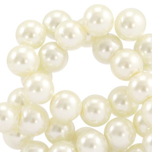 Perles en verre cir&eacute;es 6mm Top Quality Blanc cass&eacute;