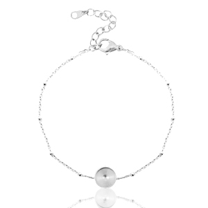 Bracelets en acier Polaris (Inox) avec serti pour cabochon 7mm / Swarovski SS34 petites boules Argent&eacute;
