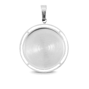 Breloques en acier Polaris (Inox) avec serti pour cabochon 20mm Argent&eacute;