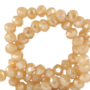 Perles &agrave; facettes 4x3mm disque Beige p&ecirc;che-pearl shine coating