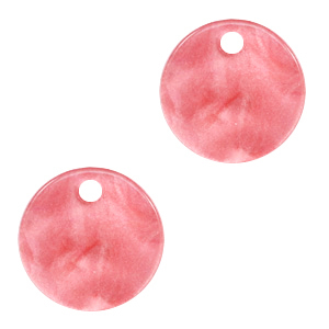 Pendentifs en r&eacute;sine rond 12mm Rose pigeon fruit