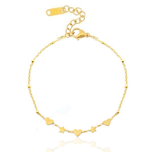 Bracelets en acier inox coeurs & &eacute;toiles Dor&eacute;
