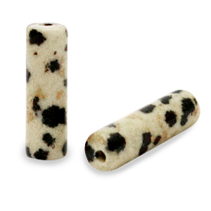 Pierres naturelles perles Jaspe Dalmatien tube Greige