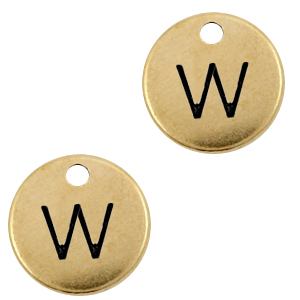 Breloques en m&eacute;tal DQ lettre W Bronze antique (sans nickel)
