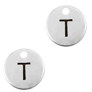 Breloques en m&eacute;tal DQ lettre T Argent&eacute; antique (sans nickel)