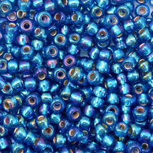 Perles de rocailles Miyuki 8/0 Silverlined capri blue AB 8-1025