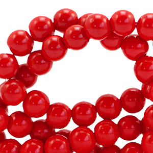 Perles en verre 4 mm opaque Rouge vif