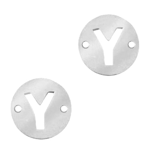 Breloques en acier inox connecteur lettre Y rond 10mm Argent&eacute;