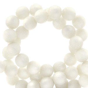 Perles Super Polaris rond 6mm mat Blanc brillant