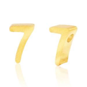 Perles en acier Inox chiffre 7 Dor&eacute;