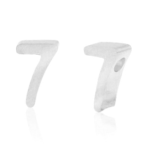 Perles en acier Inox chiffre 7 Argent&eacute;