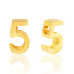 Perles en acier Inox chiffre 5 Dor&eacute;