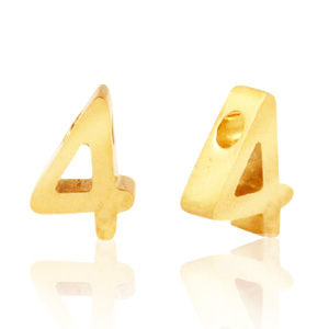 Perles en acier Inox chiffre 4 Dor&eacute;