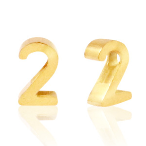 Perles en acier Inox chiffre 2 Dor&eacute;