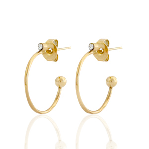 Boucles d'oreilles puces en acier inox cr&eacute;oles Dor&eacute;