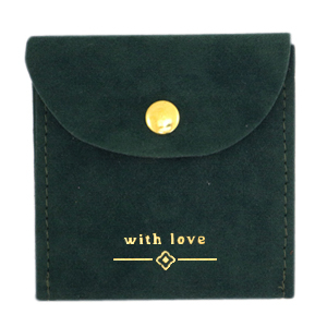 Sachet &agrave; bijoux "with love" Vert fonc&eacute;-dor&eacute;