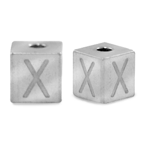 Perles en acier Inox lettre X Argent&eacute;