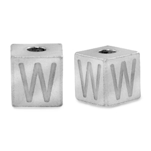 Perles en acier Inox lettre W Argent&eacute;