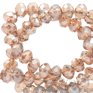 Perles &agrave; facettes 3x2mm disque Heishi Beige champagne-pearl shine coating